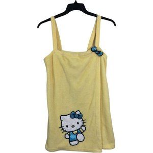 Hello Kitty Women Soft Plush Bath Wrap Robe Sanrio Sleepware Yellow Size L Large
